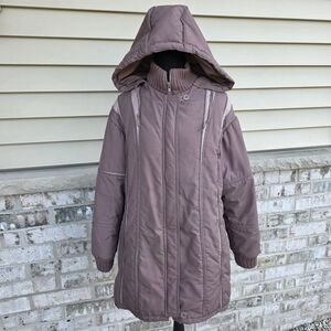 Vintage Reef II Mauve Long Hooded Winter Coat – Made in Korea – Size 14